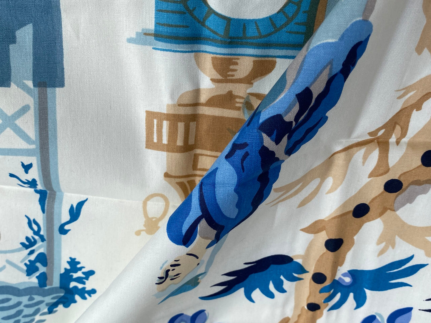Brunschwig &amp; Fils Le Lac in Blue White Print Linen Sea Birds MSRP USD596/y