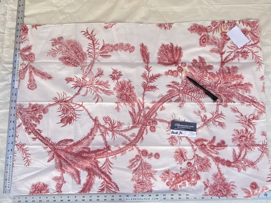 1 Berkbox70 Scalamandre LANGUEDOC RED Floral hand Print Toile