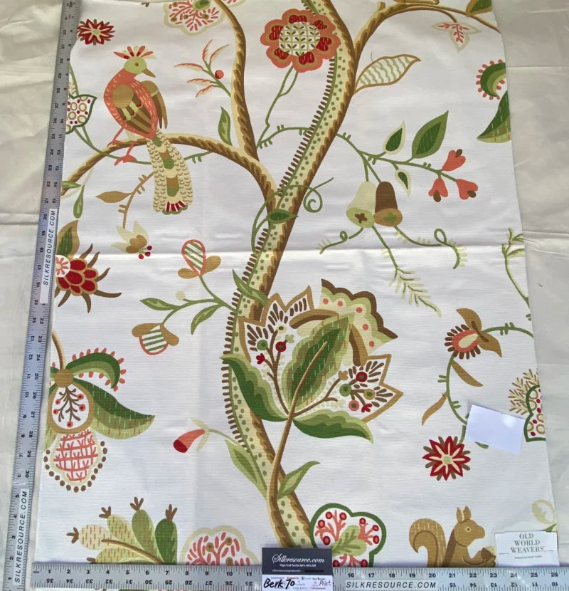 3 Berkbox70 Scalamandre Old World Weavers Kirkwood White Print Cotton Botanical Foliage Square 33x26 inches