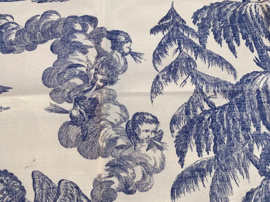 6 Berkbox70 Scalamandre The Altar of Liberty Washington Independence War Print Blue &amp; White Square 1.1yard x 30 inches