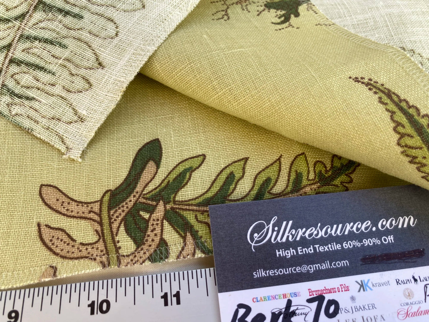 7 Berkbox70 Scalamandre Elsie De Wolfe LinenFabric Fern Square 25 x 26 inches