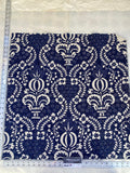 8 Berkbox70 Scalamandre French Resist Indigo On Natural Blue White Cotton Panel French Circa 1.6yard x 25 inches