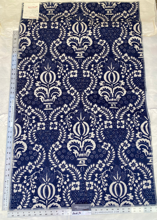 9 Berkbox70 Scalamandre French Resist Indigo On Natural Blue White Cotton Panel French Circa 1.2yard x 27 inches