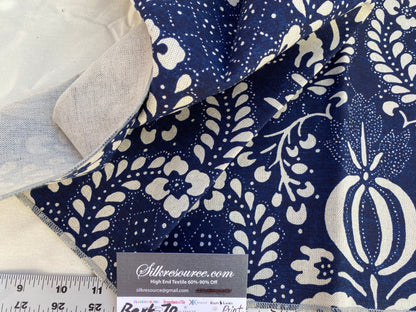 10 Berkbox70 Scalamandre French Resist Indigo On Natural Blue White Cotton Panel French Circa 27 x 27 inches