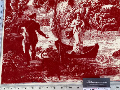 12 Berkbox70 Scalamandre Lady of the Lake Historical Print Red and White  34 x 31 inches