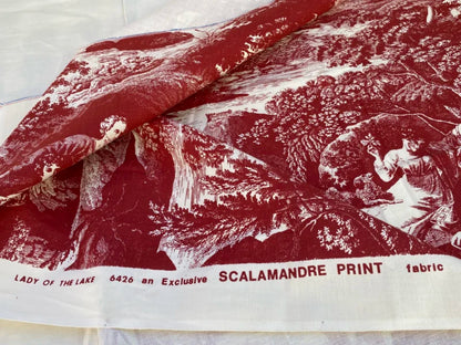 12 Berkbox70 Scalamandre Lady of the Lake Historical Print Red and White  34 x 31 inches