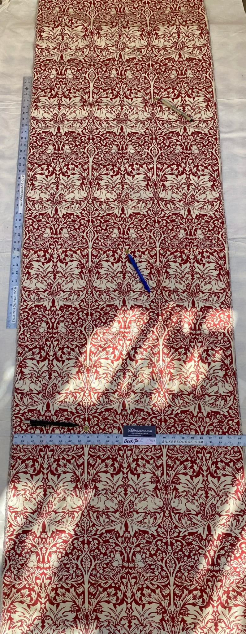 14 Berkbox70 Scalamandre William Morris Brother Rabbit Red and White 2yards 10" x 24.5" wide