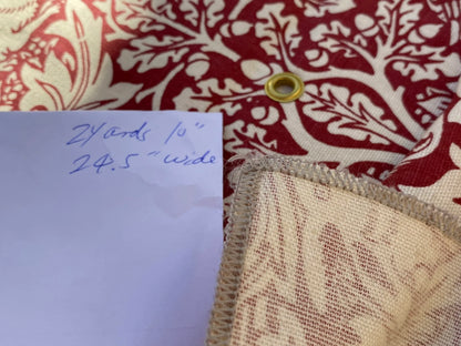 14 Berkbox70 Scalamandre William Morris Brother Rabbit Red and White 2yards 10" x 24.5" wide