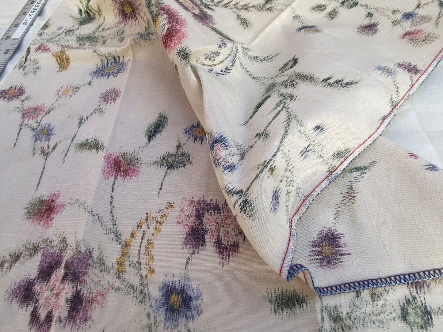 20 Berkbox70 Scalamandre Floral on White Silk Warp Print Art Deco Square 27 x 24 inches