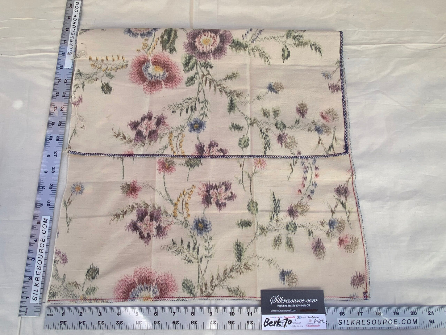 20 Berkbox70 Scalamandre Floral on White Silk Warp Print Art Deco Square 27 x 24 inches