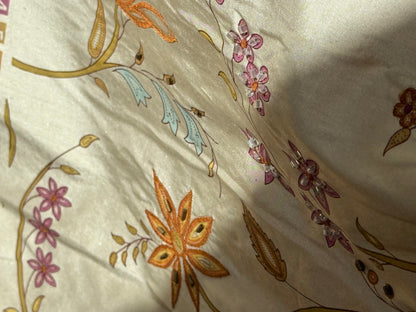 Scalamandre Kyari Embroidery Silk Fuchsia Gold Beaded with Real Glass MSRP USD216/Y