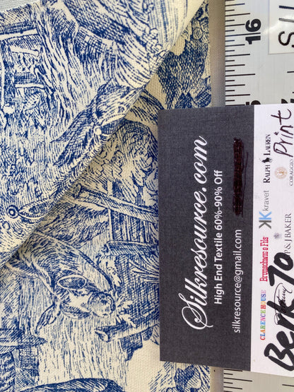 23 Berkbox70 Scalamandre Toile De Jouy Pattern Fabric Blue White Cotton Square