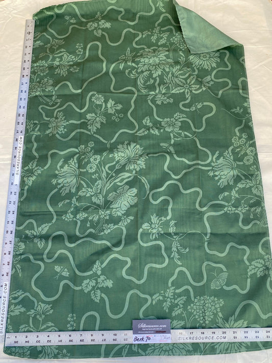 24 Berkbox70 Scalamandre  Floral Foliage on Green Moire Square 1 yard x 25 inches