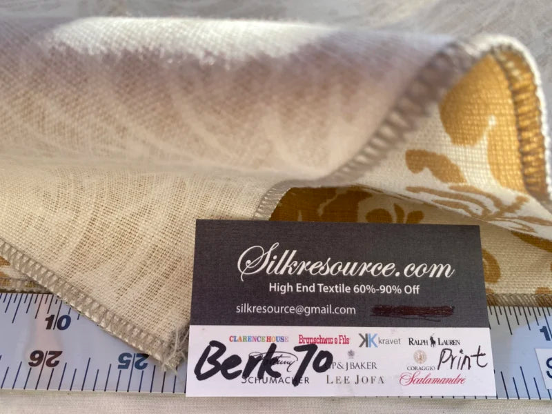 26 Berkbox70 Scalamandre Damask Print Gold and Beige Square 25 x 25 inches