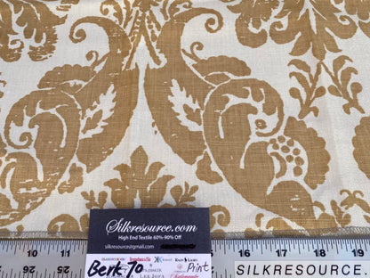 26 Berkbox70 Scalamandre Damask Print Gold and Beige Square 25 x 25 inches