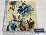 28 Berkbox70 Scalamandre Pomegranate Blue Brown on Beige Botanical  Square 12 x 12 inches