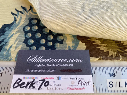 29 Berkbox70 Scalamandre Pomegranate Red Yellow on Beige Botanical  Square 10 x 12 inches