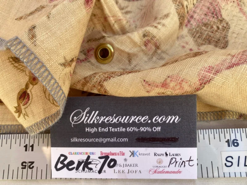 30 Berkbox70 Scalamandre Bird Trees Pattern Red on Beige  Square 1 yard x 21 inches