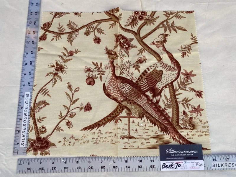 Scalamandre Bird Trees - Brown On Beige