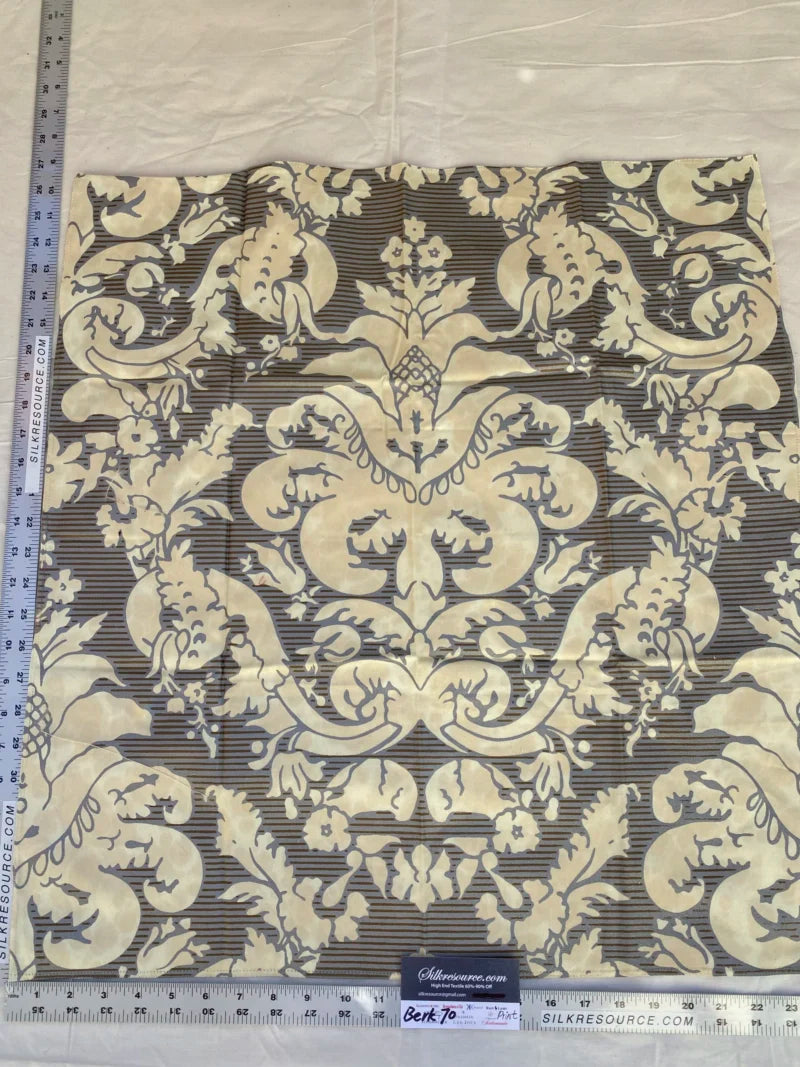 32 Berkbox70 Scalamandre Damask Gray Beige Stripe Square 26 x 24 inches