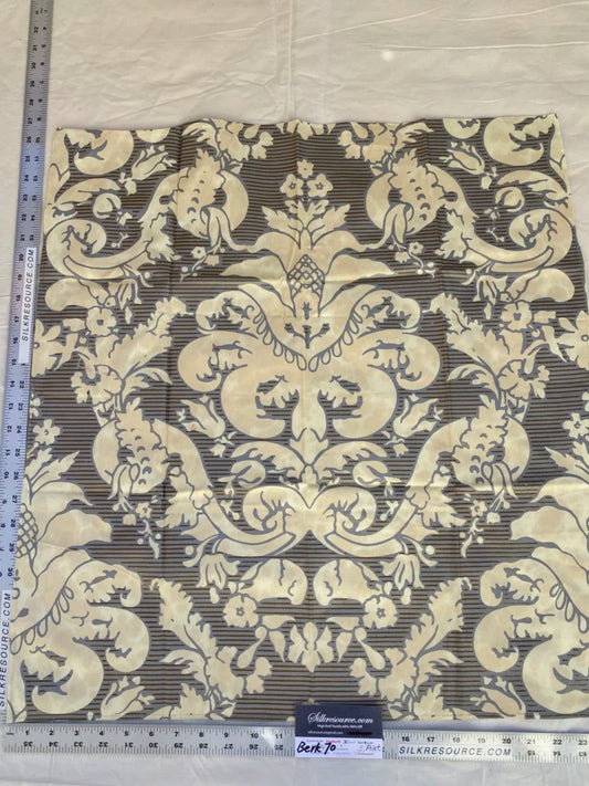 32 Berkbox70 Scalamandre Damask Gray Beige Stripe Square 26 x 24 inches