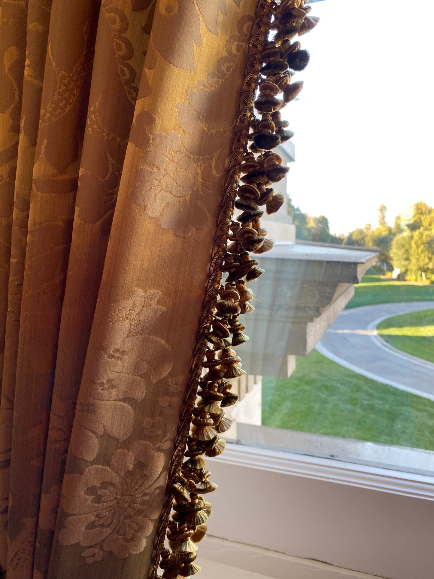 By Yard Scalamandre "NATCHEZ" Silk Lampas in Ripe Peach and Cream Salmon Pink &amp; Off White Silver PineappleWhite 18th C MSRP$1200+/Y