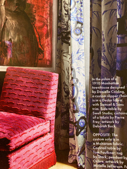 Clarence House Orlando In Indigo Blue Purple Black Linen Tropical Floral Print