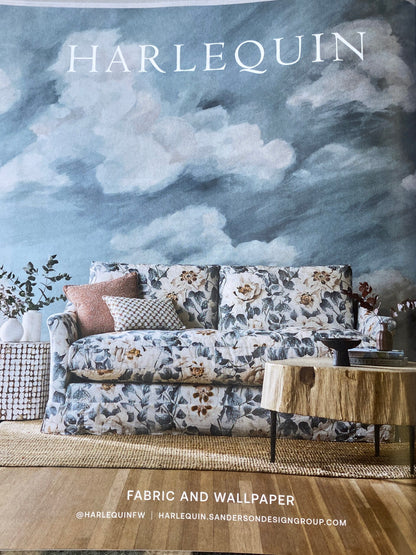 Scalamandre Anemone Flower Sepia Light Brown Grey On Cream Atmospheric 100% Silk Taffeta Print 20 Screens MSRP USD 278/Y