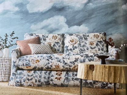 Scalamandre Anemone Flower Red and Cream Atmospheric 100% Silk Taffeta Print 20 Screens MSRP USD 278/Y