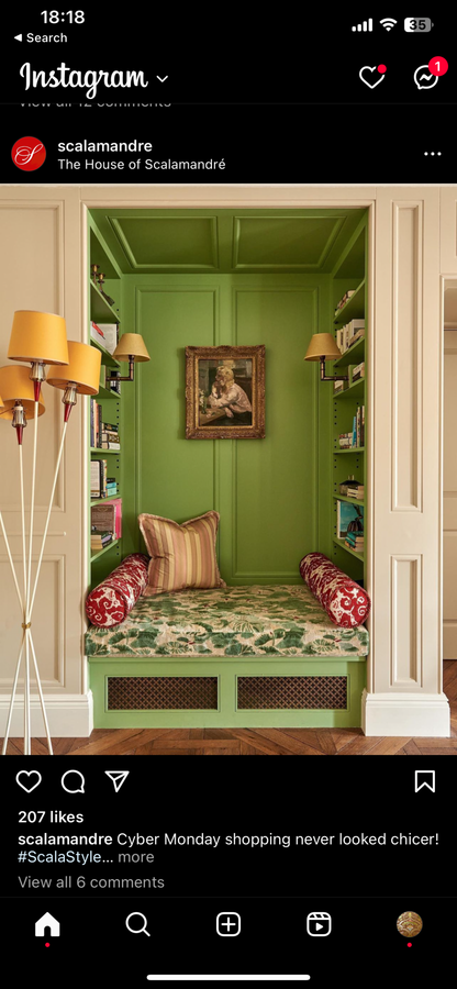 Scalamandre Hill Stead Spring Pale Green Fern Embroidery MSRP$/112