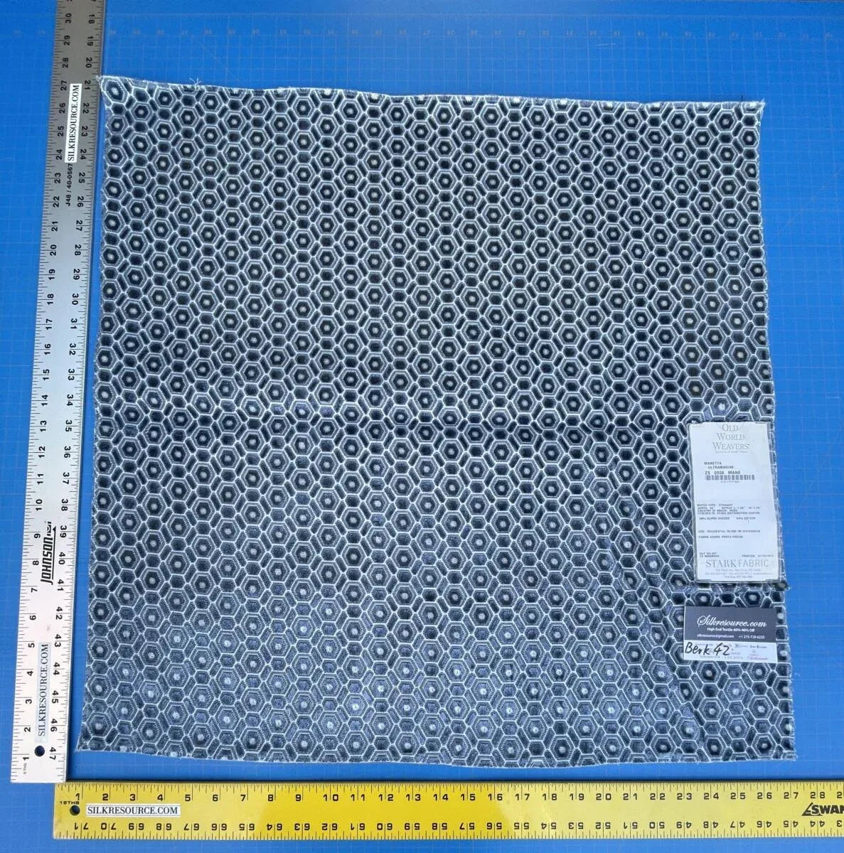 5 Berkbox42 Scalamandre Squares 27x27" Old World Weavers "manetta Ultramarine" Cut Velvet