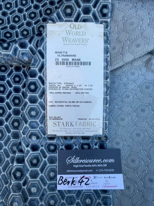 5 Berkbox42 Scalamandre Squares 27x27" Old World Weavers "manetta Ultramarine" Cut Velvet