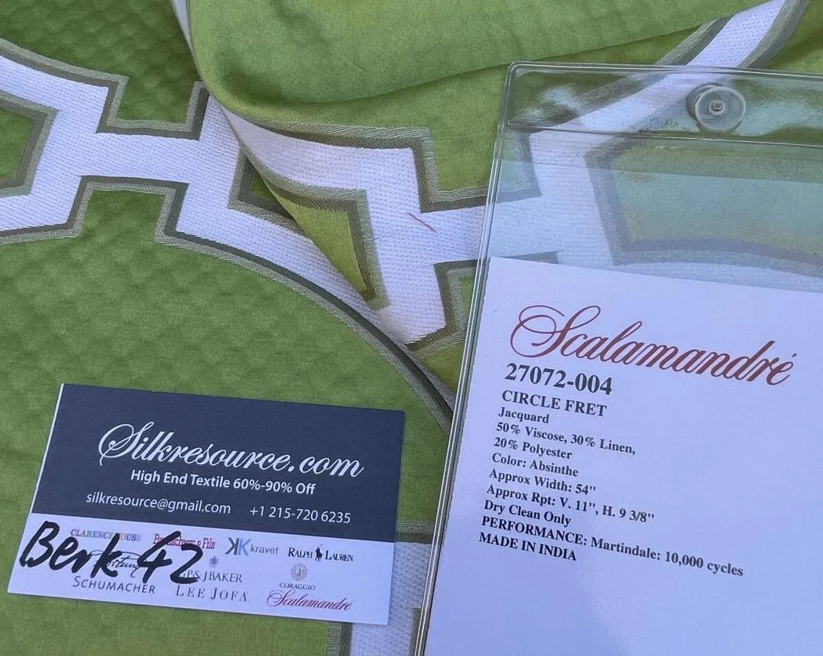 7 Berkbox42 Scalamandre Squares 27x27" "circle Fret" Jacquard Absinthe