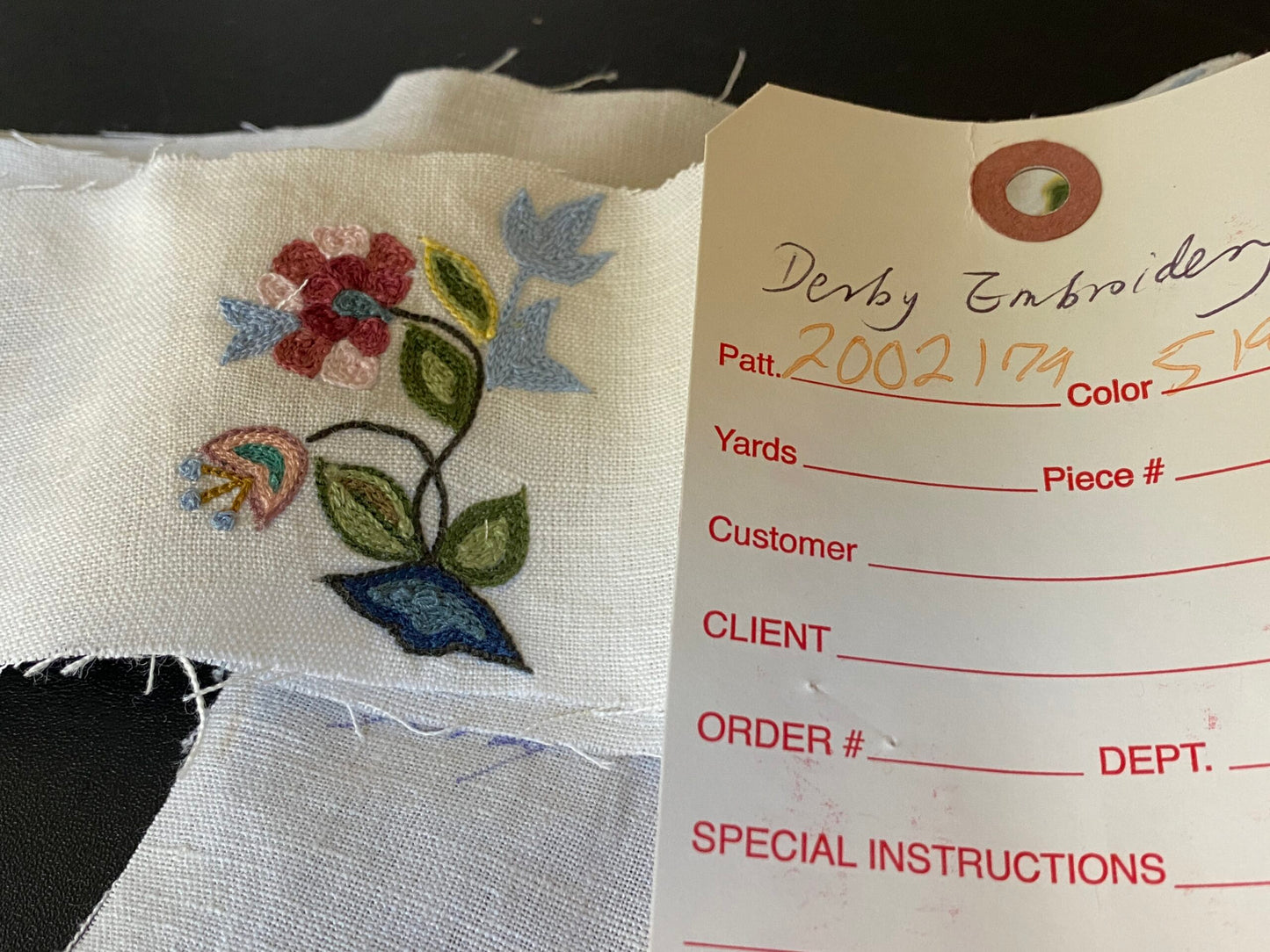 by yard Lee Jofa Derby Embroidery Hand Crewel Linen Small Sprig MSRP USD 336Y
