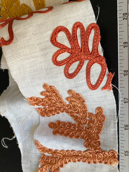 Scalamandre Harbor Coral Seaweeds White Brown Pink Yellow Maroon  Ocean Plants Coral Reef Embroidery Linen MSRP USD 288