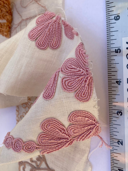 Scalamandre Harbor Peach Seaweeds Ocean Plants Coral Reef Embroidery Linen MSRP USD 288