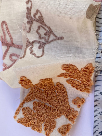 Scalamandre Harbor Peach Seaweeds Ocean Plants Coral Reef Embroidery Linen MSRP USD 288