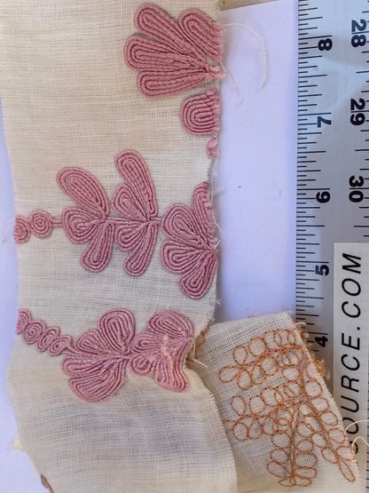 Scalamandre Harbor Peach Seaweeds Ocean Plants Coral Reef Embroidery Linen MSRP USD 288