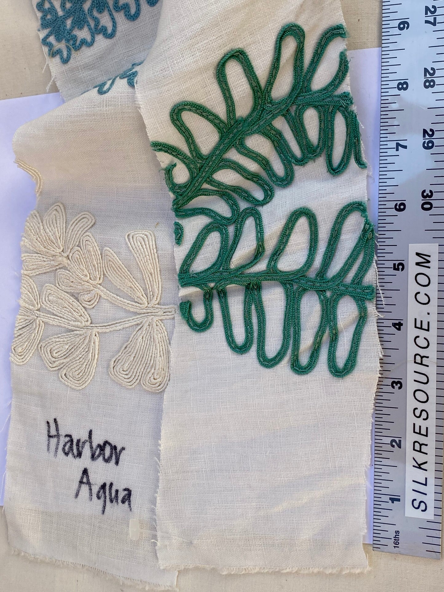 Scalamandre Harbor Aqua Seaweeds Ocean Plants Embroidery Blue White Green MSRP USD 288