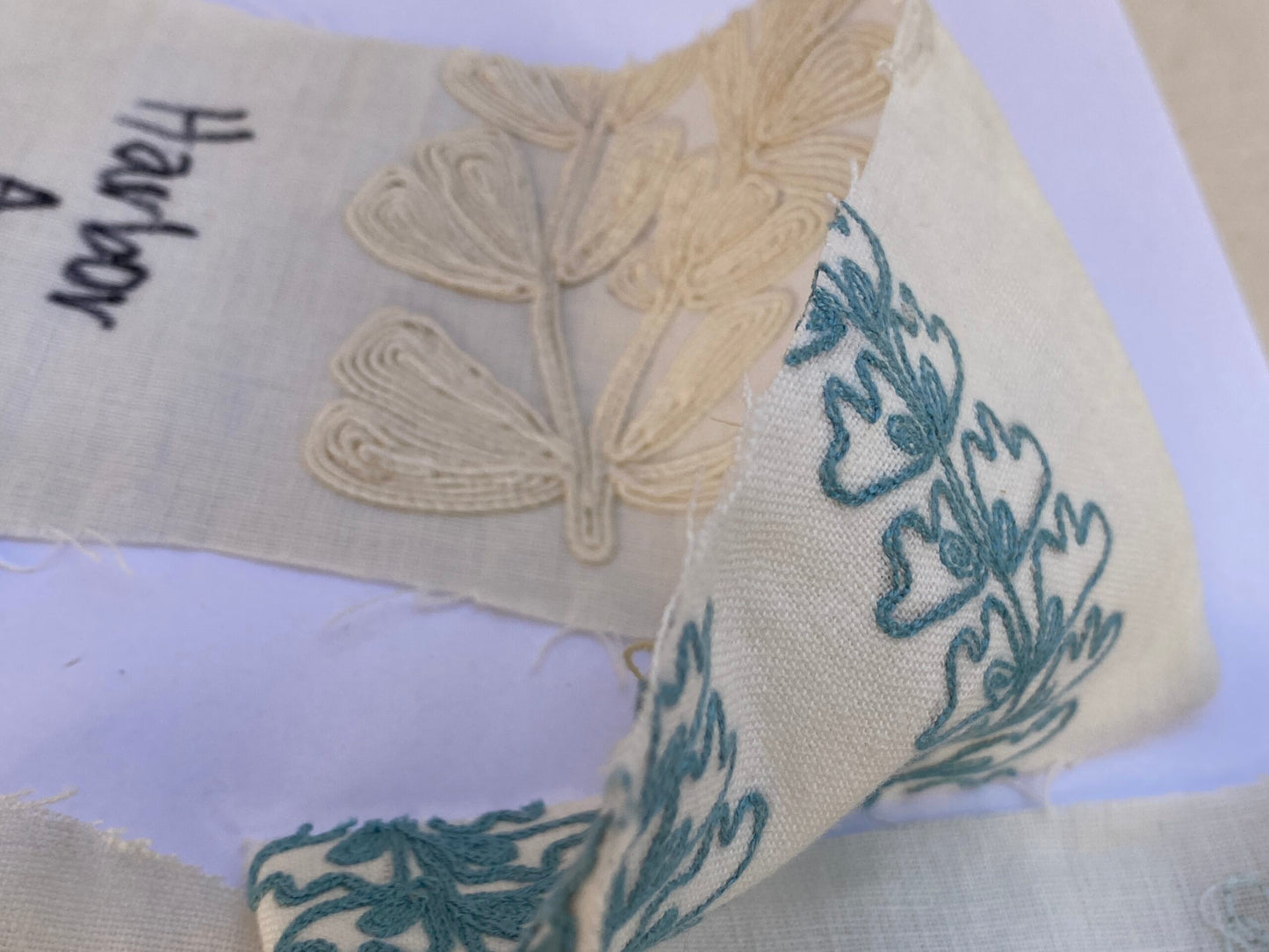 Scalamandre Harbor Aqua Seaweeds Ocean Plants Embroidery Blue White Green MSRP USD 288