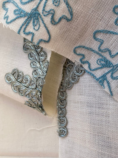 Scalamandre Harbor Aqua Seaweeds Ocean Plants Embroidery Blue White Green MSRP USD 288