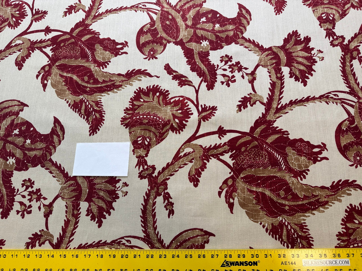 By Yd Lee Jofa Exotic Fruits Brick Biscuit Red on White Pom Thistle Vine Tropical Large Linen Print MSRP USD 196/Y