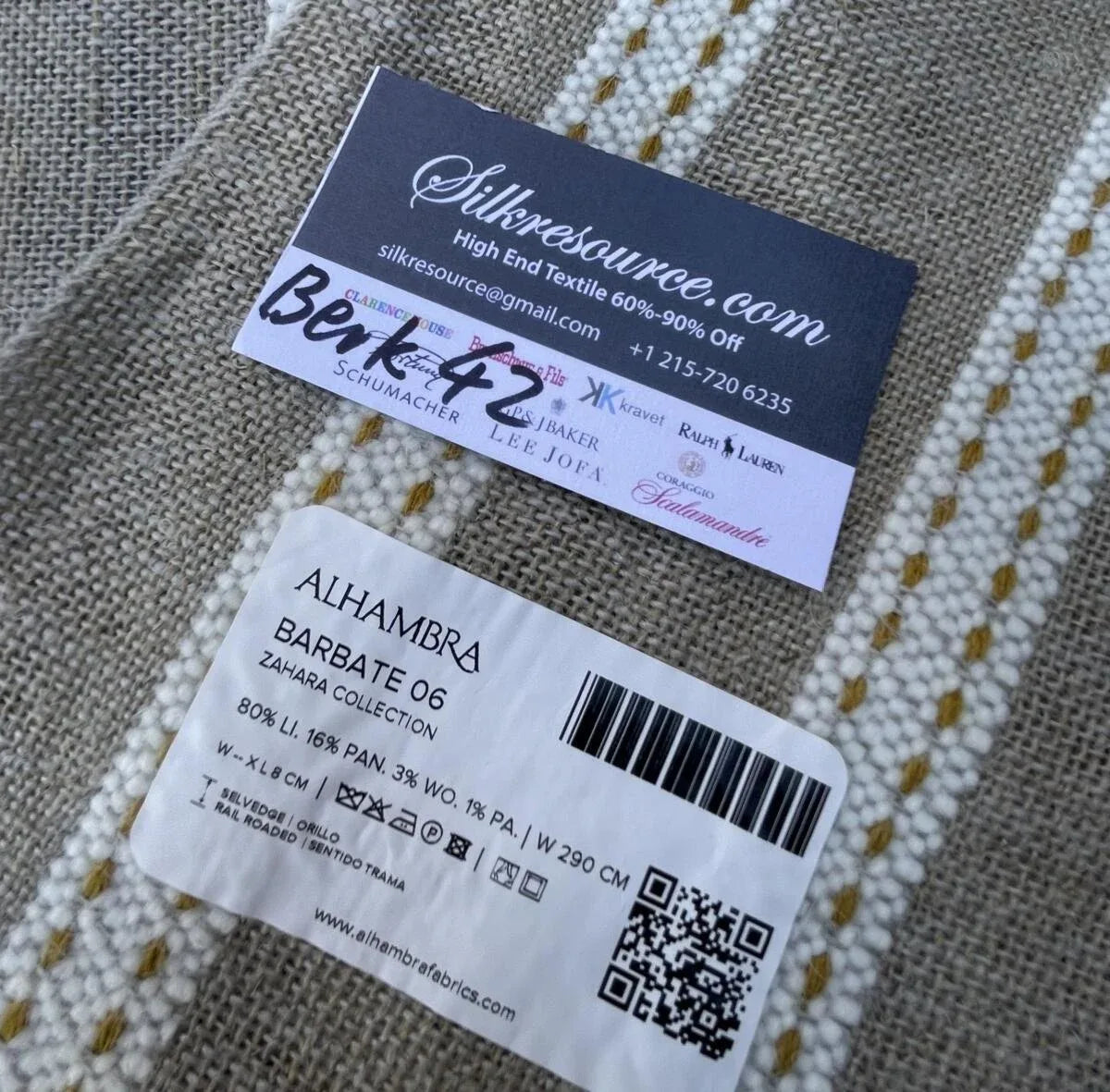 35 Berkbox42 Scalamandre Squares 27x36" "barbate" Linen Blend With Embroidery