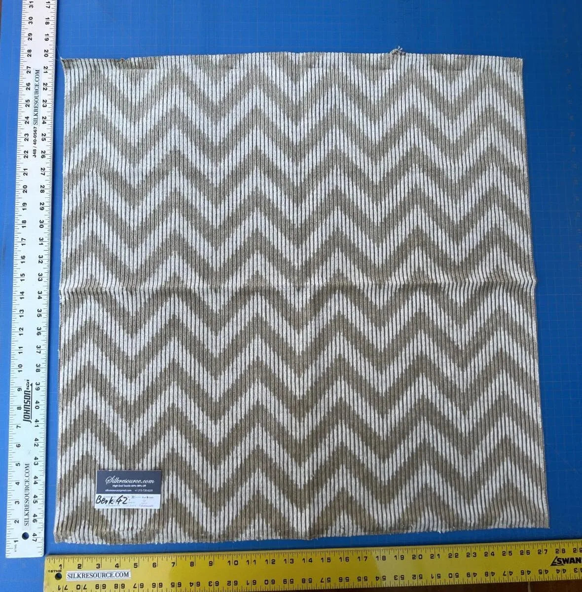 36 Berkbox42 Scalamandre Squares 27x27" Beige & White Chevron Stripe