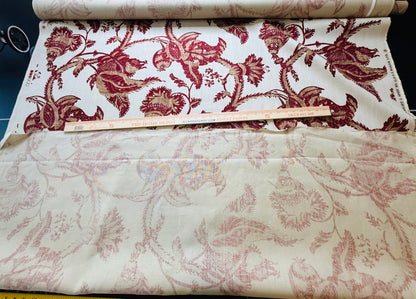 By Yd Lee Jofa Exotic Fruits Brick Biscuit Red on White Pom Thistle Vine Tropical Large Linen Print MSRP USD 196/Y