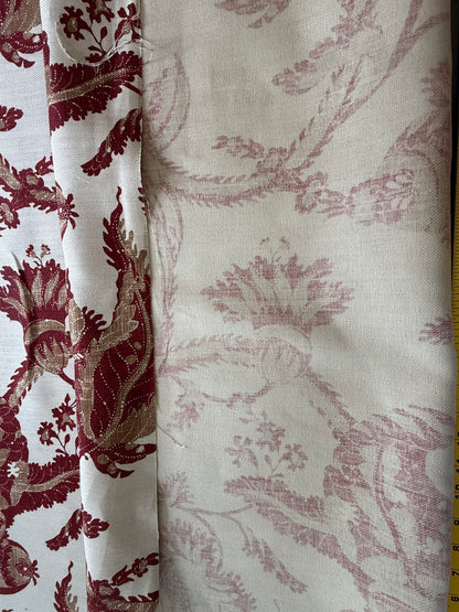 By Yd Lee Jofa Exotic Fruits Brick Biscuit Red on White Pom Thistle Vine Tropical Large Linen Print MSRP USD 196/Y