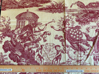 14 Berkbox56 2 yards 31.5" wide Scalamandre Red Beige TOILE Independence War Washington PrintPrint