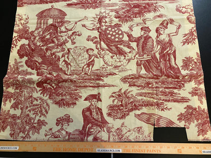 14 Berkbox56 2 yards 31.5" wide Scalamandre Red Beige TOILE Independence War Washington PrintPrint