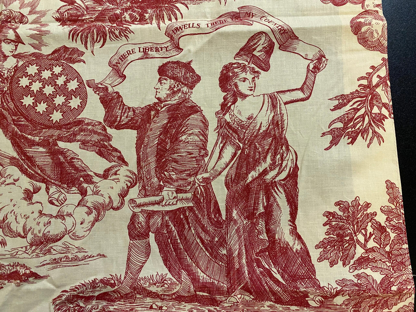 14 Berkbox56 2 yards 31.5" wide Scalamandre Red Beige TOILE Independence War Washington PrintPrint