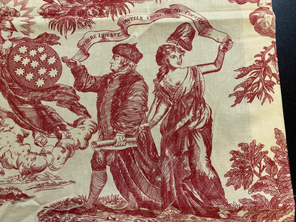 14 Berkbox56 2 yards 31.5" wide Scalamandre Red Beige TOILE Independence War Washington PrintPrint